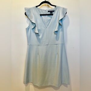 French Connection Elegant Ruffle Sleeve Dress in Baby Blue